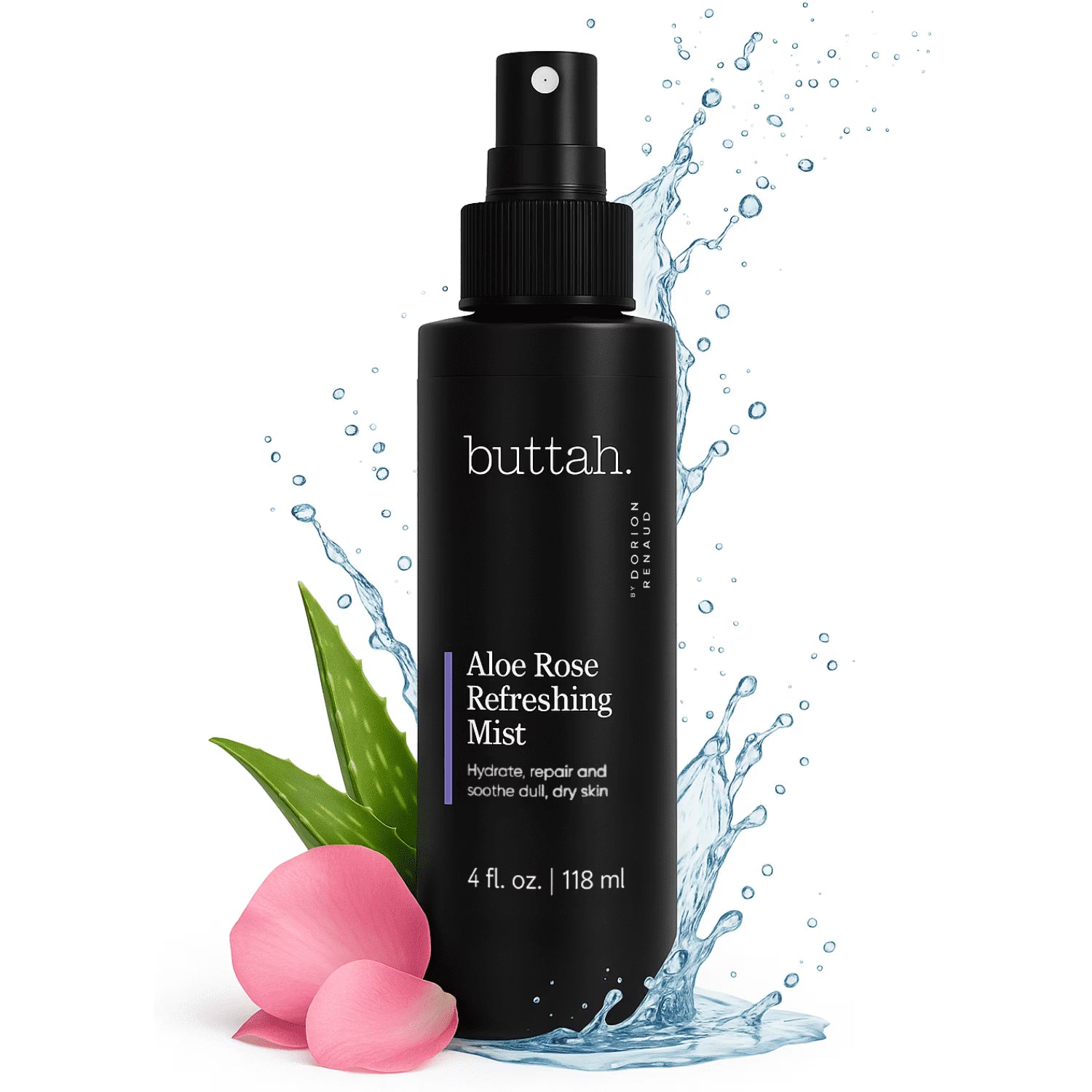 Buttah Skin by Dorion Renaud Aloe Rose Refreshing Mist 4oz - Hydrating Rose Water Face Spray - Refreshing Aloe Facial Mist - Naturally Based Skin Care for Men & Women - Black-Owned Skincare